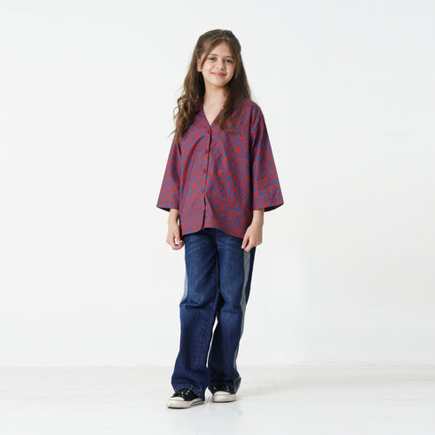 Maroon Printed Relaxed Top
